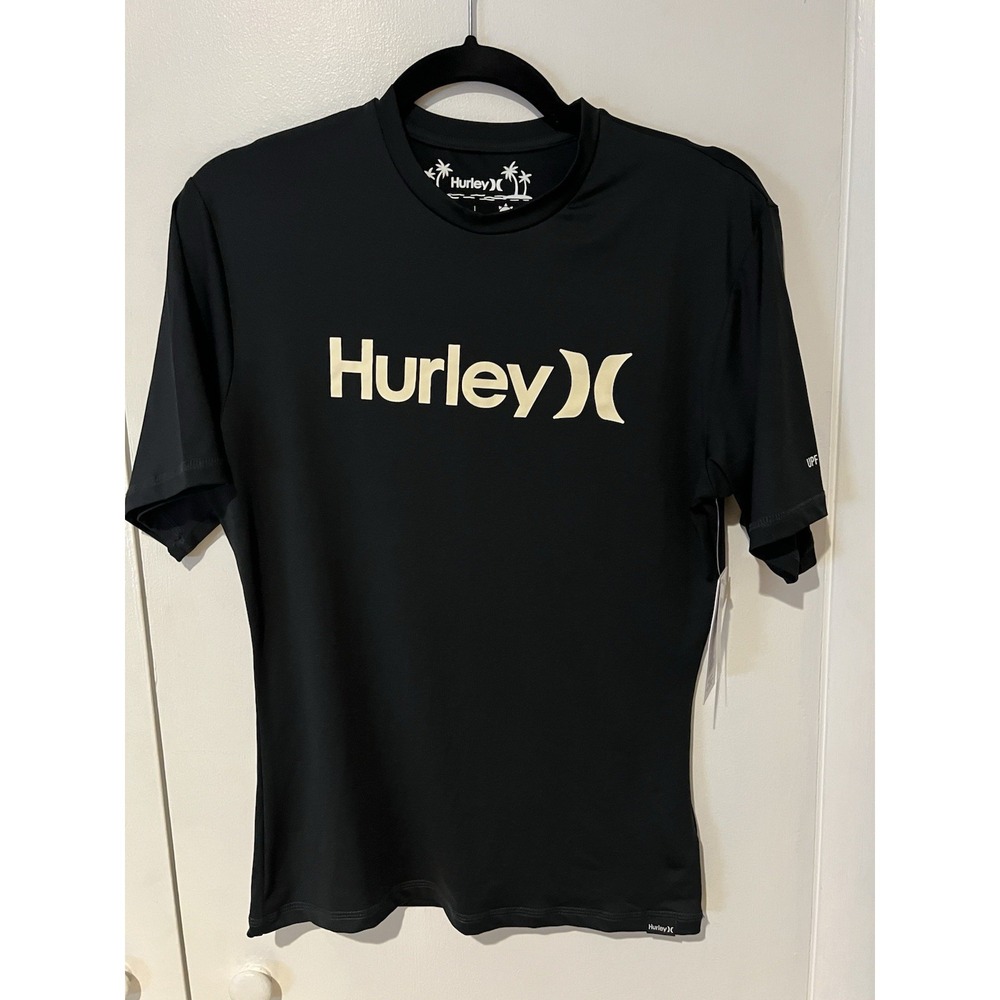 NWT Hurley OAO Quickdry Rashguard Black UPF 50+‎ Shirt Women's Large